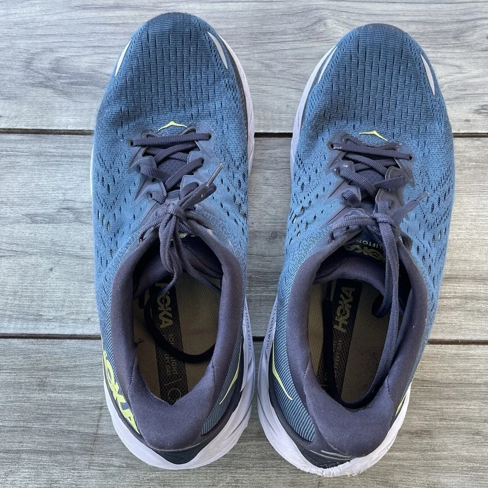 Hoka Clifton 8 Running Shoes Men 11 2E Wide Blue  Sneakers Training 1121374‎